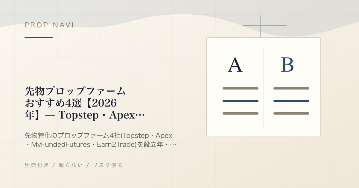 先物プロップファームおすすめ4選【2026年】— Topstep・Apex 比較と選び方