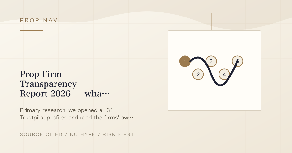 Prop Firm Transparency Report 2026 — what 31 firms disclose vs what checks out