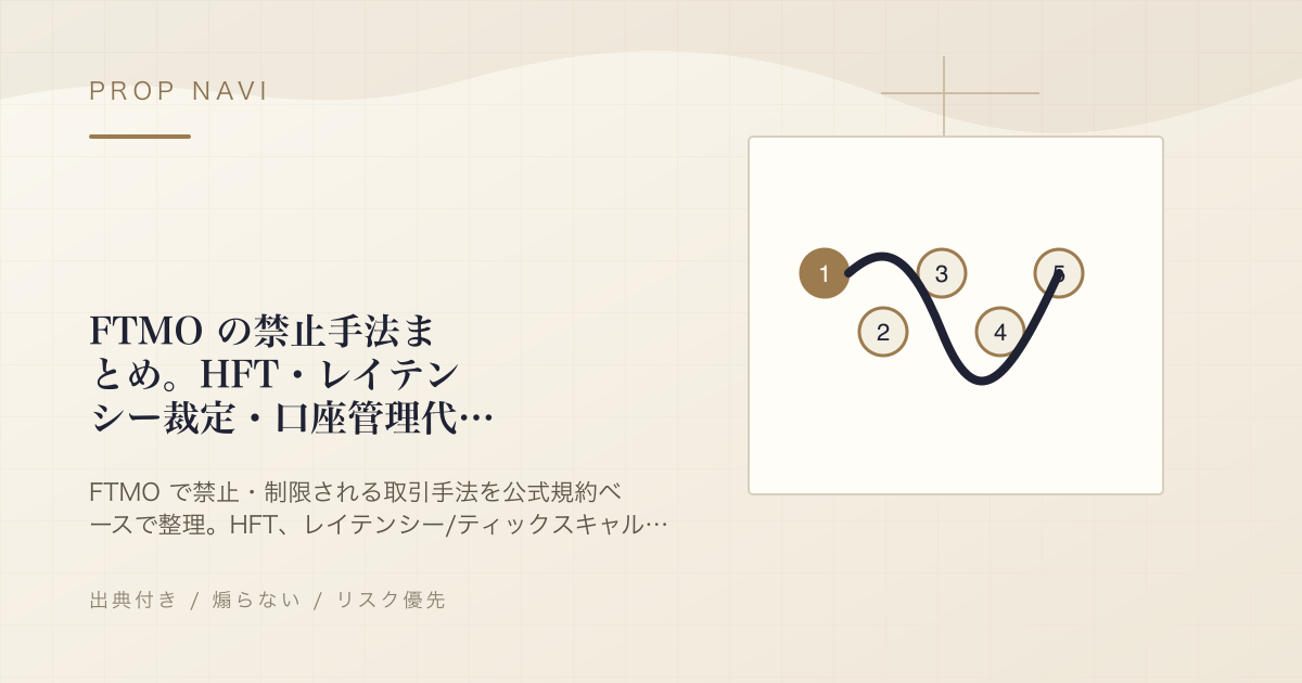 FTMO の禁止手法まとめ。HFT・レイテンシー裁定・口座管理代行・コピートレード