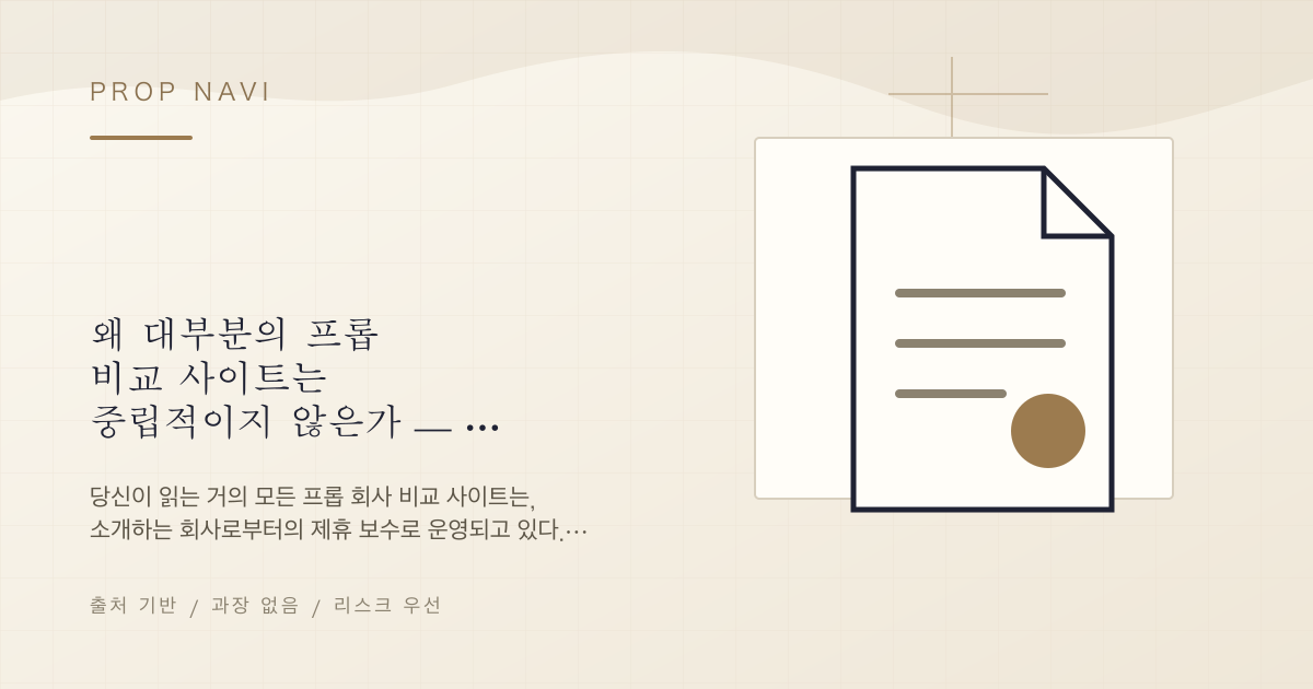 왜 대부분의 프롭 비교 사이트는 중립적이지 않은가 — 분별법