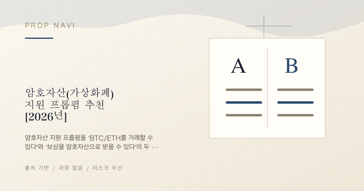 암호자산(가상화폐) 지원 프롭펌 추천 [2026년]