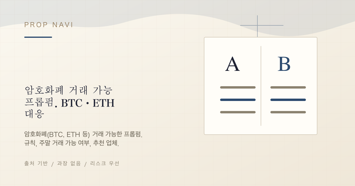 암호화폐 거래 가능 프롭펌. BTC・ETH 대응