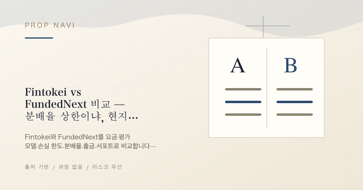 Fintokei vs FundedNext 비교 — 분배율 상한이냐, 현지화와 엔화 출금이냐