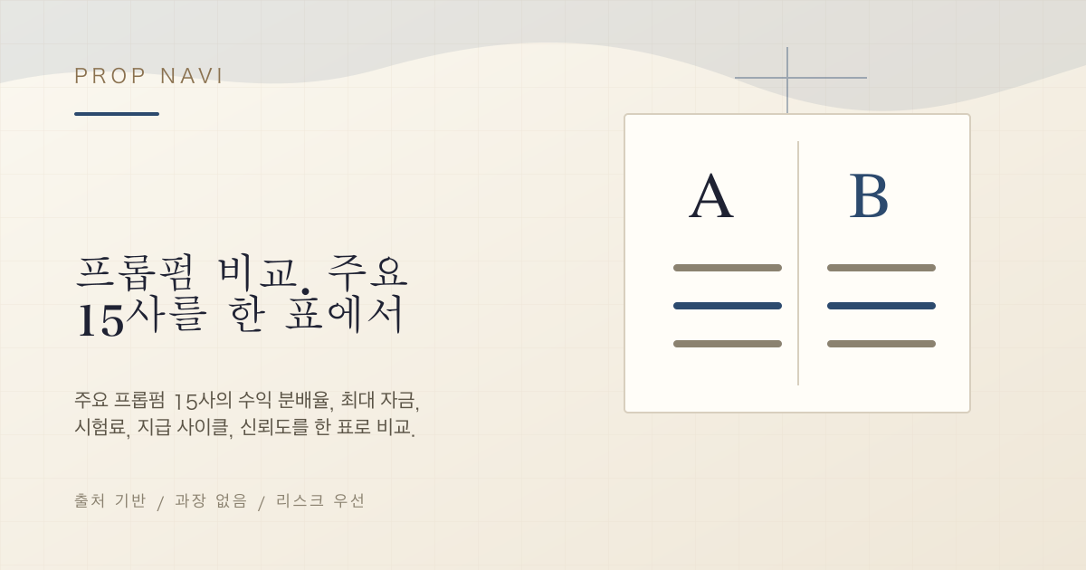 프롭펌 비교. 주요 15사를 한 표에서