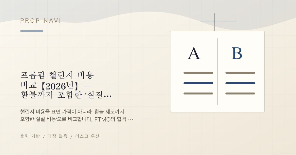 프롭펌 챌린지 비용 비교【2026년】— 환불까지 포함한 '실질 비용'으로 고르기