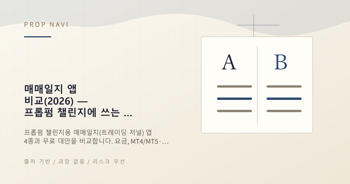 매매일지 앱 비교(2026) — 프롭펌 챌린지에 쓰는 TradeZella·Edgewonk·TraderSync·Tradervue