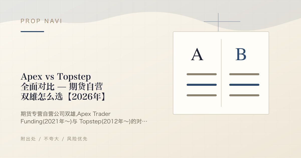 Apex vs Topstep 全面对比 — 期货自营双雄怎么选【2026年】