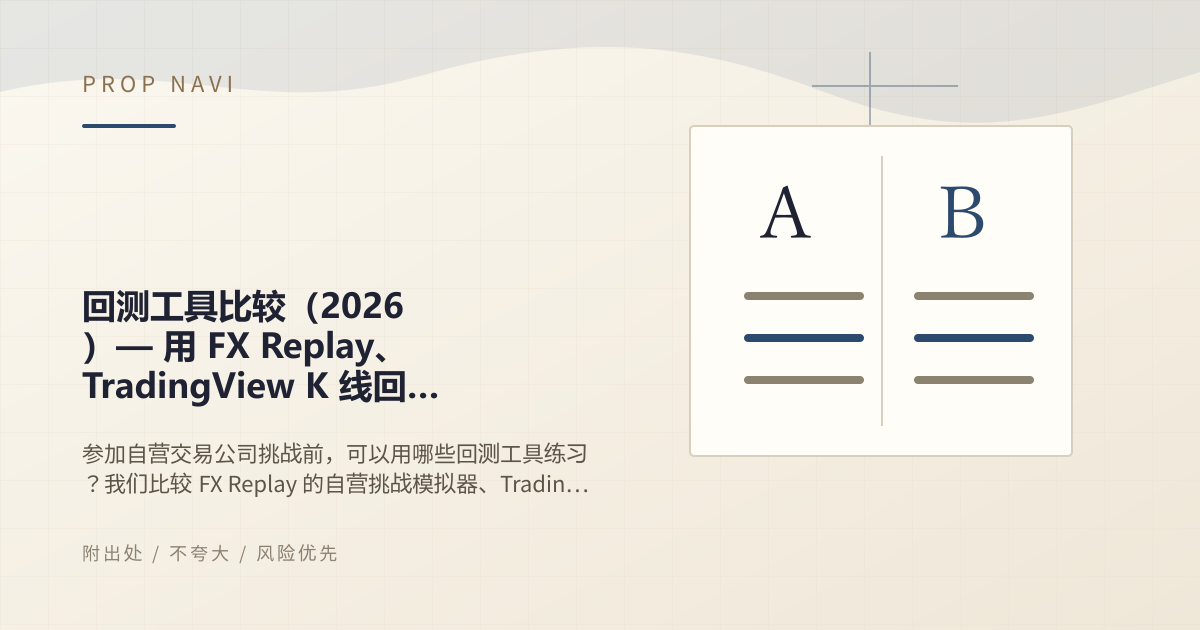 回测工具比较（2026）— 用 FX Replay、TradingView K 线回放、Forex Tester 练习自营公司挑战