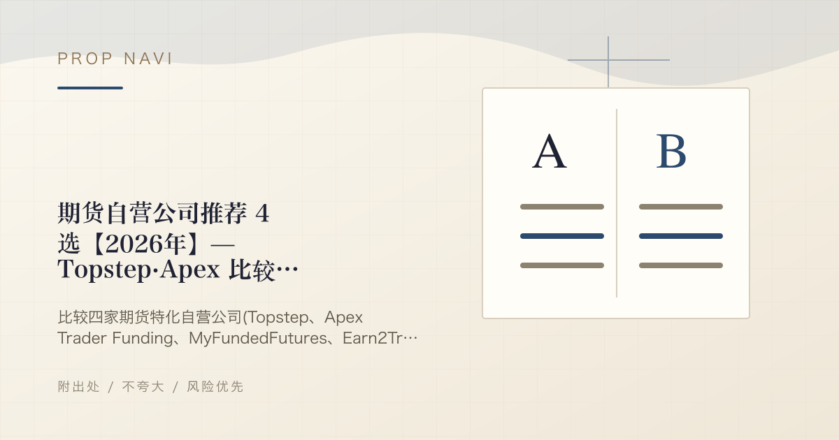 期货自营公司推荐 4 选【2026年】— Topstep·Apex 比较与选择方法