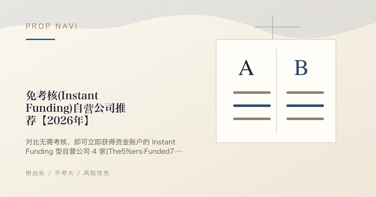 免考核(Instant Funding)自营公司推荐【2026年】