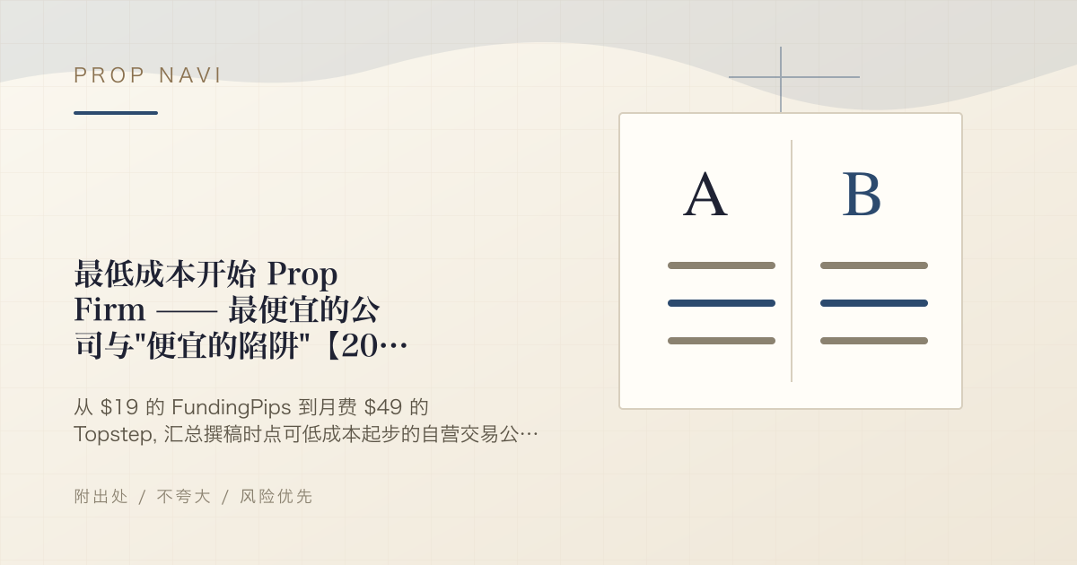 最低成本开始 Prop Firm —— 最便宜的公司与"便宜的陷阱"【2026】