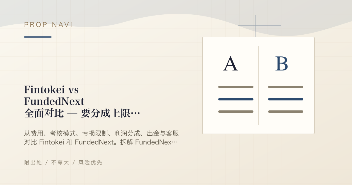 Fintokei vs FundedNext 全面对比 — 要分成上限，还是要本地化与日元出金
