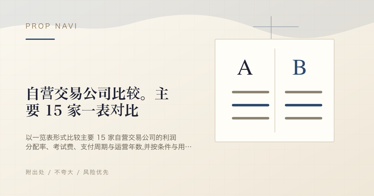 自营交易公司比较。主要 15 家一表对比