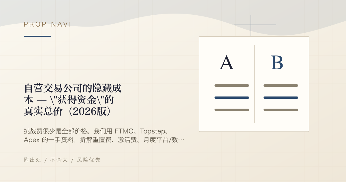 自营交易公司的隐藏成本 — "获得资金"的真实总价（2026版）