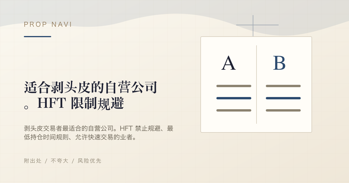 适合剥头皮的自营公司。HFT 限制规避