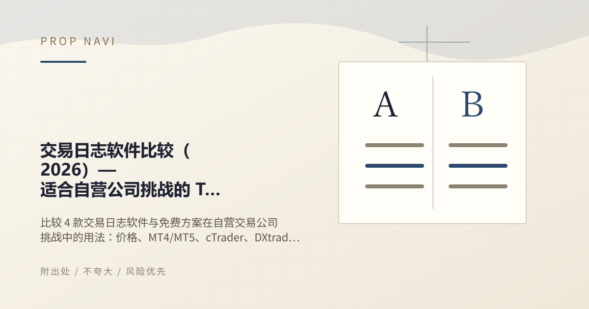 交易日志软件比较（2026）— 适合自营公司挑战的 TradeZella、Edgewonk、TraderSync、Tradervue